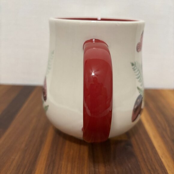 Chelsea Bistro 16oz Mug Mushrooms & Butterflies Red Handle Nature Cottagecore - Picture 7 of 11